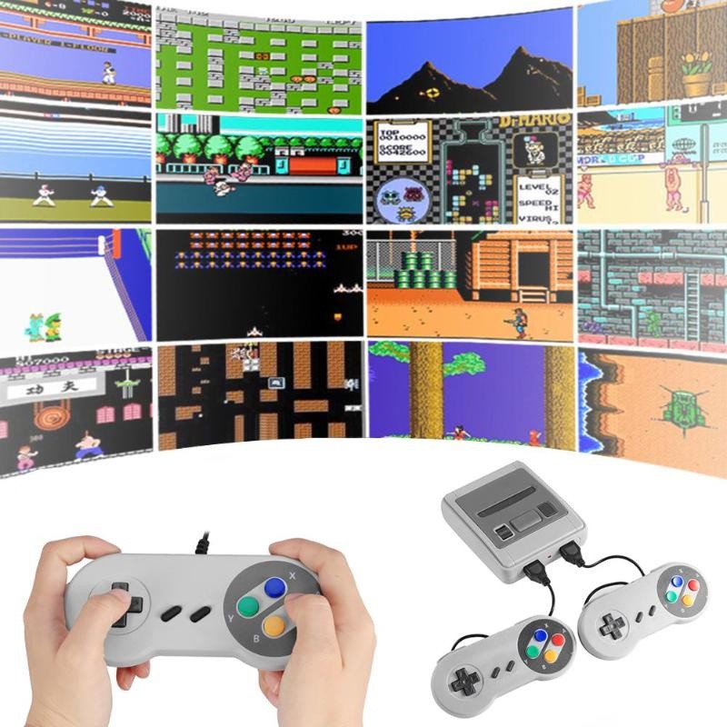 Vídeo Game Super Mini SFC Com 620 Jogos E 2 Controles Bivolt