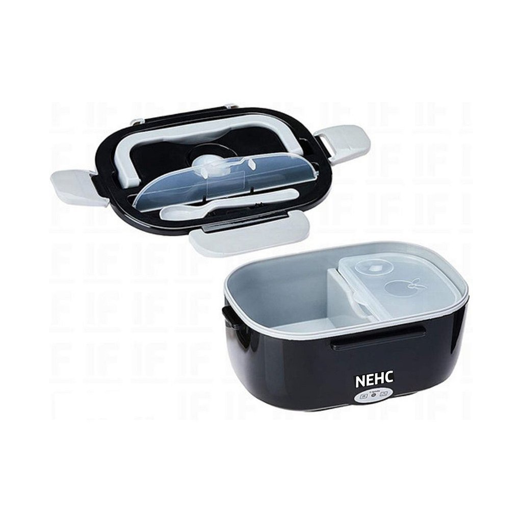 Marmita Térmica Elétrica 1,5L Portátil 220v Tomada e Carro 12v Preto