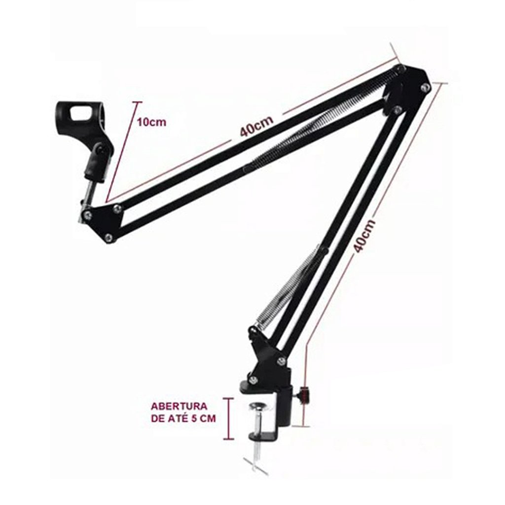 Pedestal Suporte Mesa Braço Articulado Para Microfone Studio