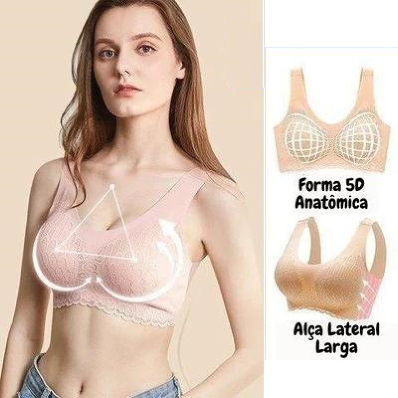 Sutiã Top Diva Conforto Sem Costura Push Up Bojo Removível