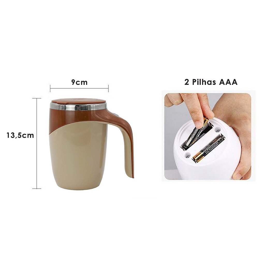 Caneca Térmica Com Tampa 380ml Mixer A Pilha