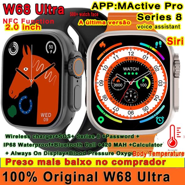 Smartwatch W68 Ultra Series 8 Nfc Tela 2,0 Original Lacrado