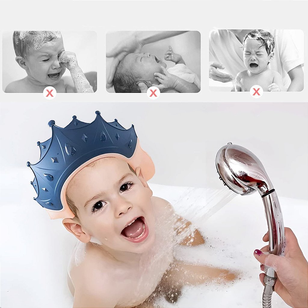 Chapéu Coroa Para Banho Bebê Viseira Protetor Para Olhos