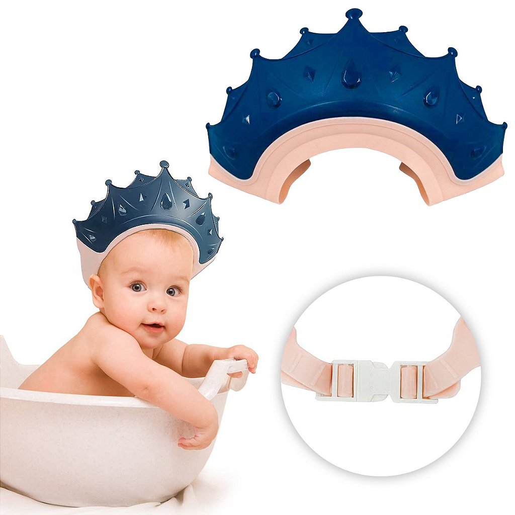 Chapéu Coroa Para Banho Bebê Viseira Protetor Para Olhos