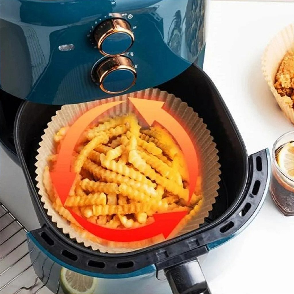 Forro De Papel Airfryer Tapete Forma Antiaderente 50 Unidades Descartáveis