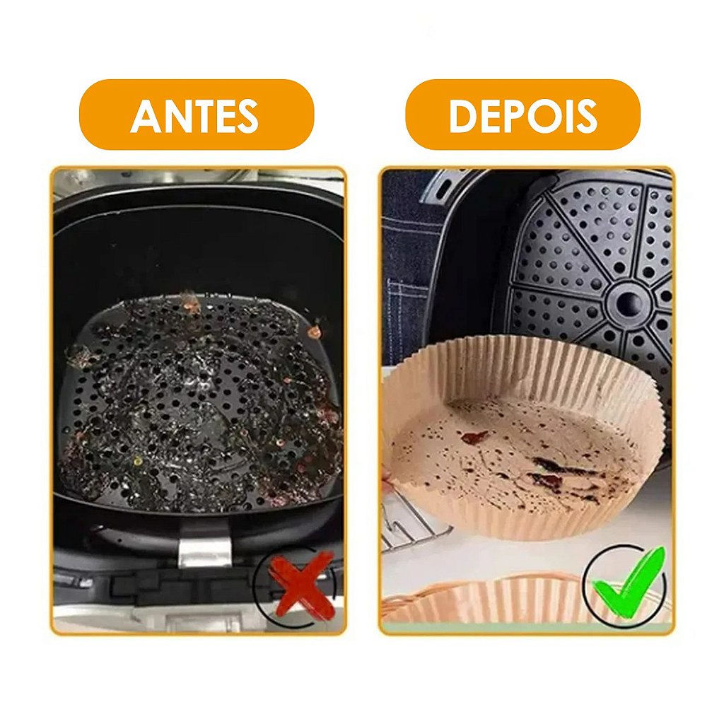 Forro De Papel Airfryer Tapete Forma Antiaderente 50 Unidades Descartáveis