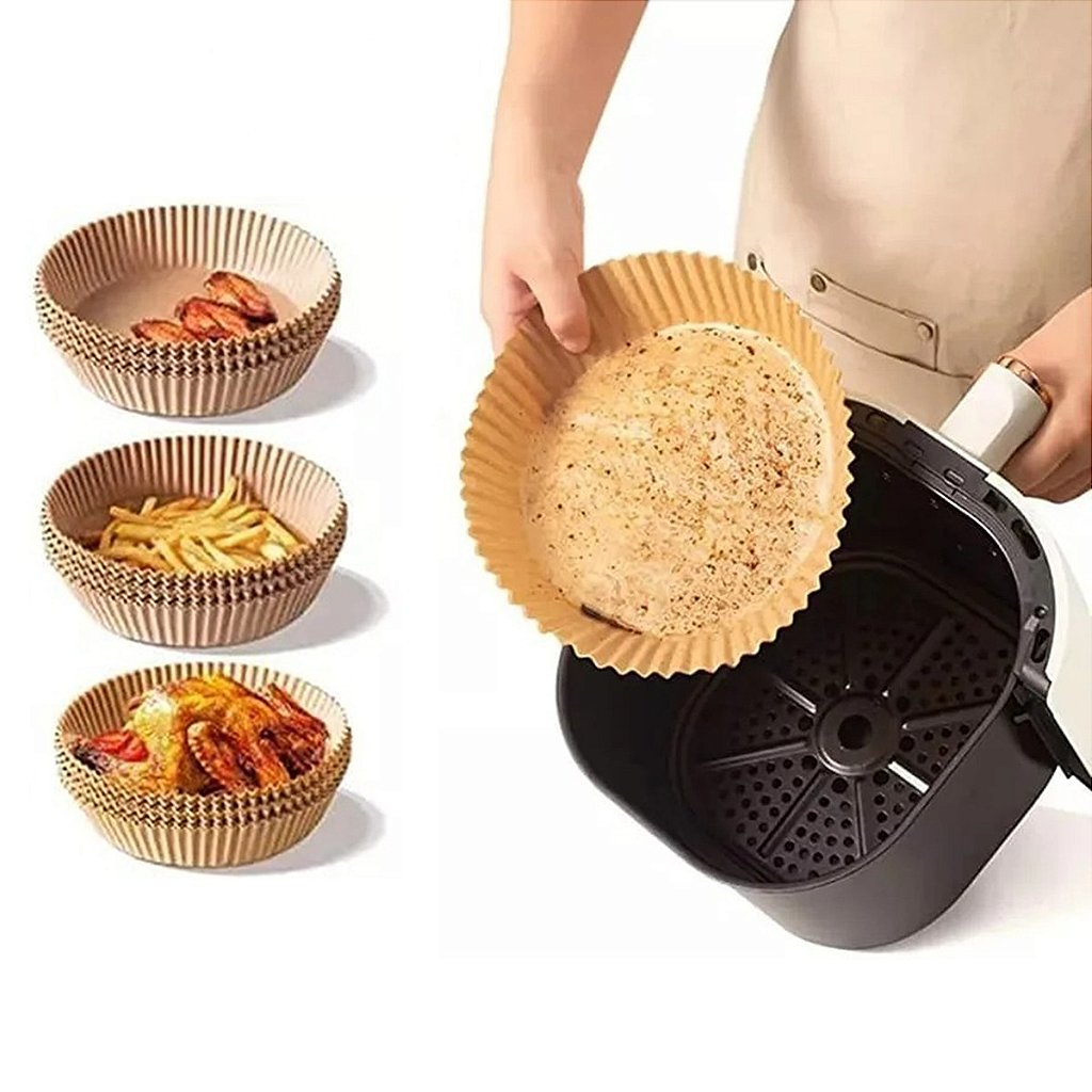 Forro De Papel Airfryer Tapete Forma Antiaderente 50 Unidades Descartáveis