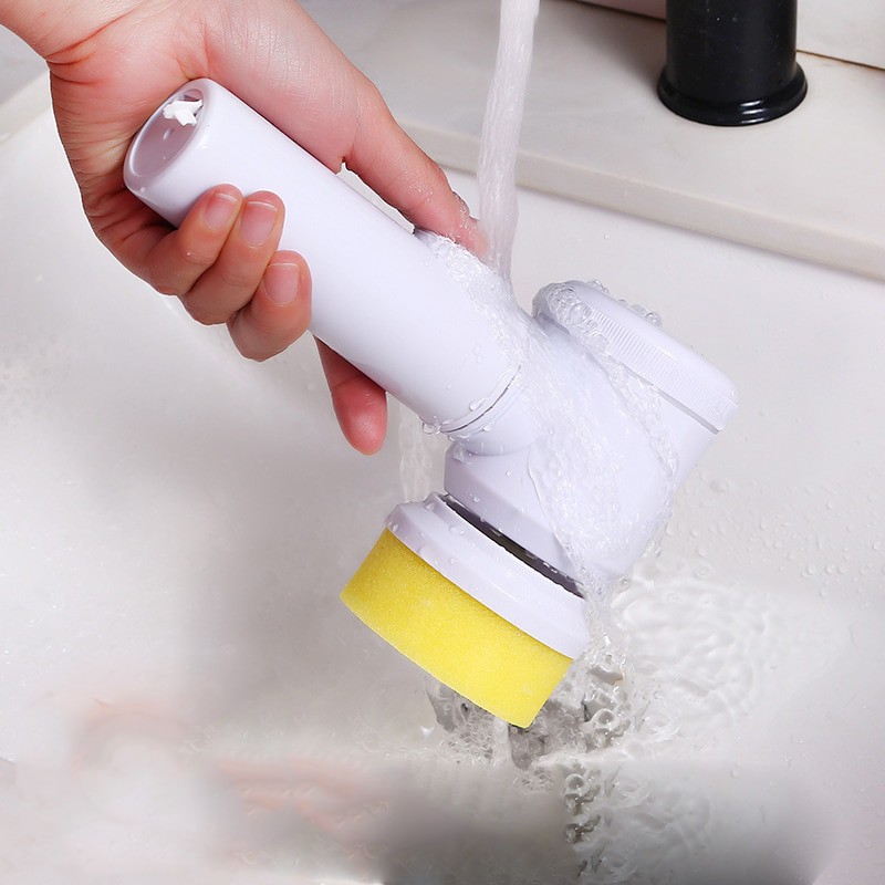 Escova De Limpeza Elétrica Com 3 Cabeças USB Recarregável Giratório Mini