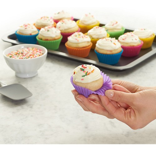 Formas Silicone Mini Cupcake Bolo Muffin Assadeira Kit Com 12 Unidades