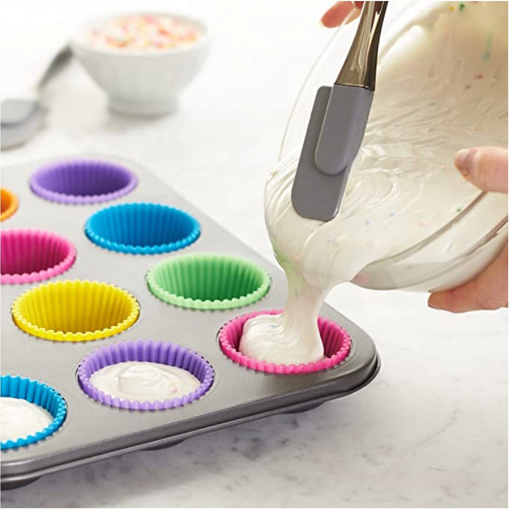 Formas Silicone Mini Cupcake Bolo Muffin Assadeira Kit Com 12 Unidades