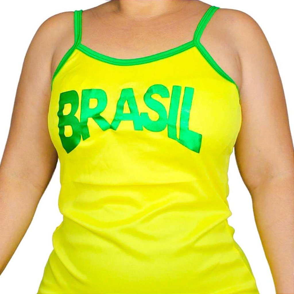 Camisa Regata Feminina Brasil Bandeira Copa do Mundo Futebol