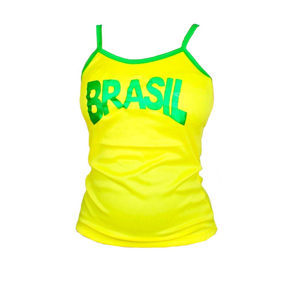 Camisa Regata Feminina Brasil Bandeira Copa do Mundo Futebol