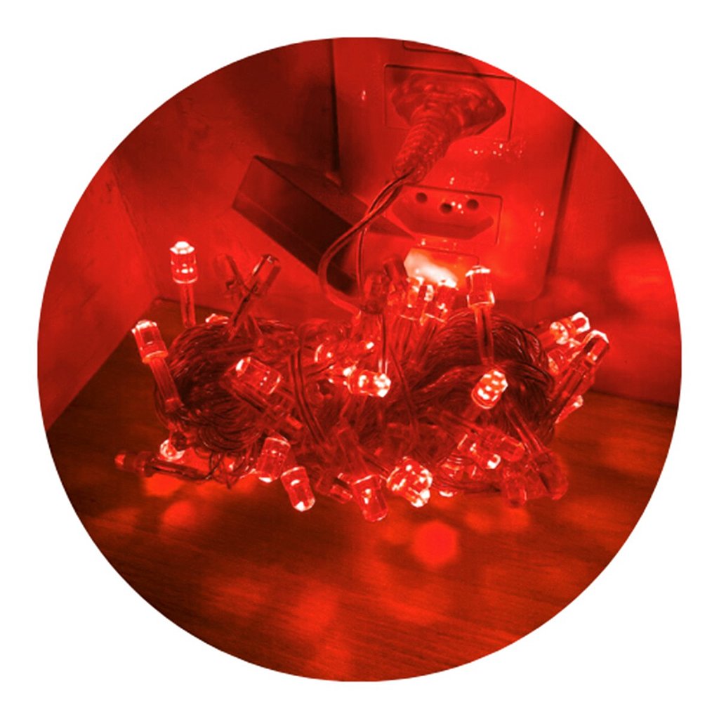 Cordão Com 100 Lampadas Super Led Pisca Pisca 10 Metros 8 Funções Fio Crystal