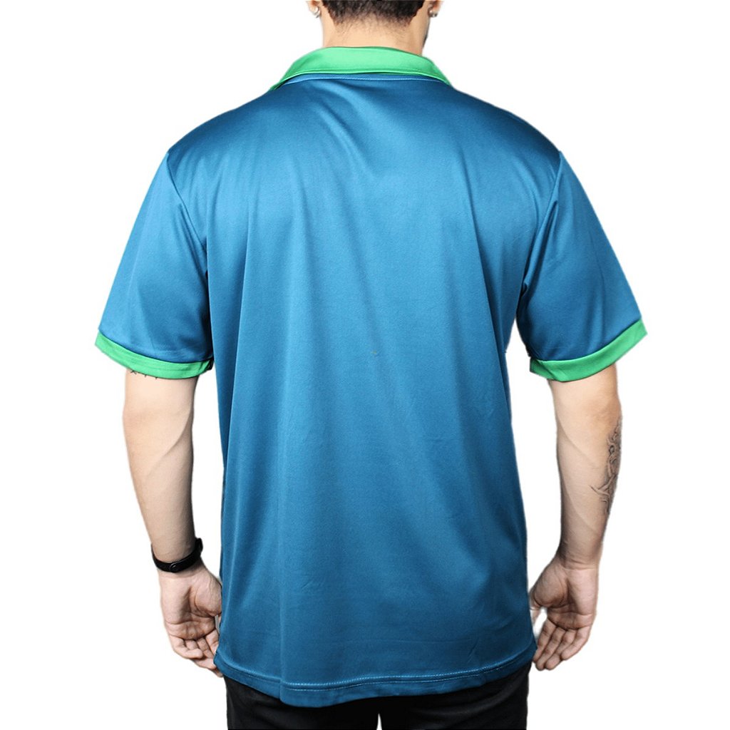 Camisa Polo Azul Bandeira Brasil Copa do Mundo Futebol