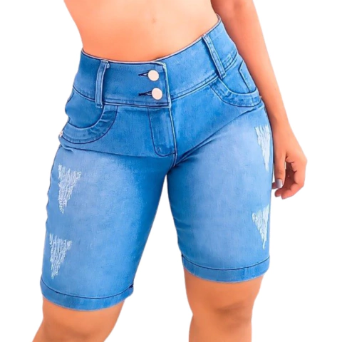Bermuda Meia Coxa Jeans Com Lycra Medelo Ciclista Da Moda Jeans Feminino Atacado