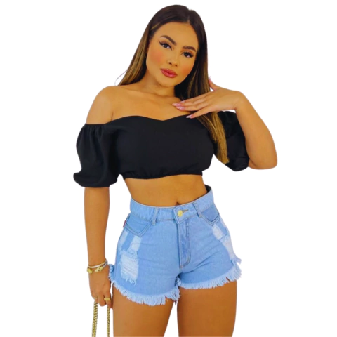 Bermuda Destroeyd Feminina Jeans Sem Lycra