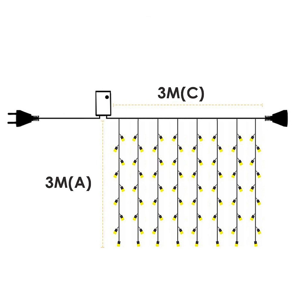 Pisca de LED Cortina 320L 3x3M 8 Modos 110v Decoração Natal