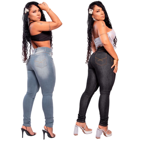 Kit 2 Calcas Feminina Jeans Cinza Rasgada Opcoes Estilosas