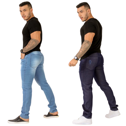 Kit 2 Calcas Masculinas Com Bolso Traseiro Look Casual