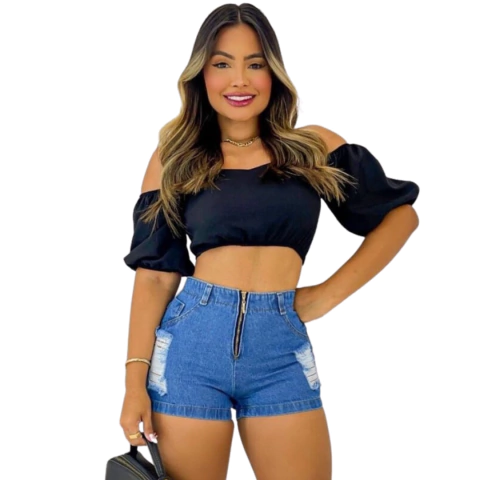 Kit 2 Shorts Curtos Com Ziper Dupla De Charme