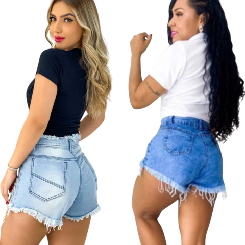 Kit 2 Shorts Jeans Femininos Destroyed Estilo Desfiado