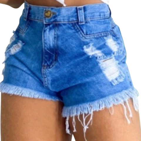 Kit 2 Shorts Jeans Femininos Destroyed Estilo Desfiado