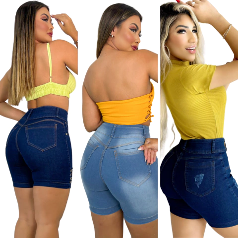 Kit 3 Shorts Feminino Cintura Alta Versatilidade Em Tres