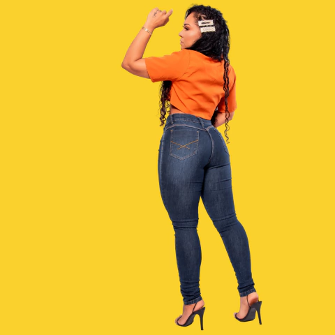 Calca Jeans Azul Feminina Lisa Basica
