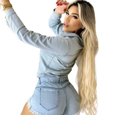 Jaqueta Feminina Jeans Destroyed Elegancia Descontruida