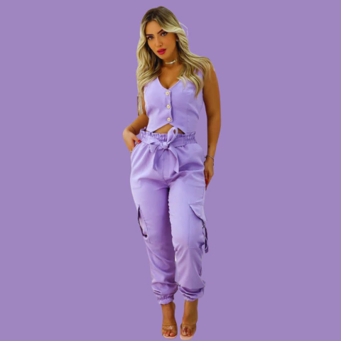 Kit 2 Conjunto De Blusa C Botao Mais Calca Looks Prontos