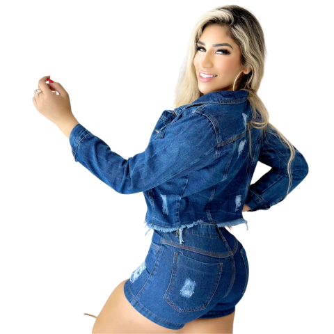 Kit 2 Jaquetas Jeans Destroyed Estilo Rebelde Em Dobro