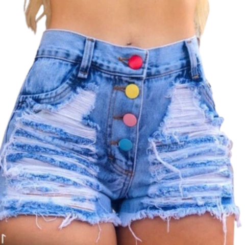 Kit 2 Shorts Jeans Curto Com 4 Botoes Duas Vezes Mais