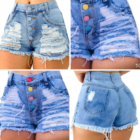 Kit 2 Shorts Jeans Curto Com 4 Botoes Duas Vezes Mais