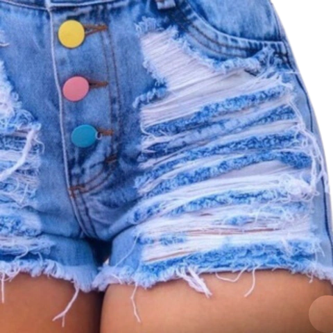 Kit 2 Shorts Jeans Curto Com 4 Botoes Duas Vezes Mais