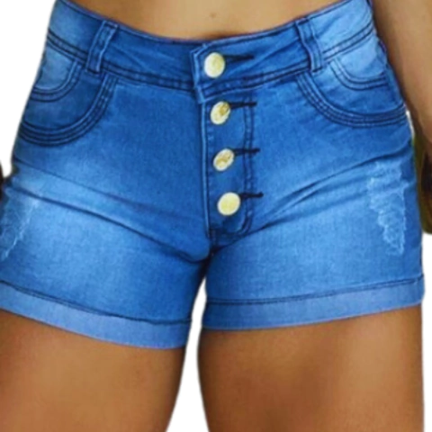 Short Feminino Jeans 4 Botoes Curto