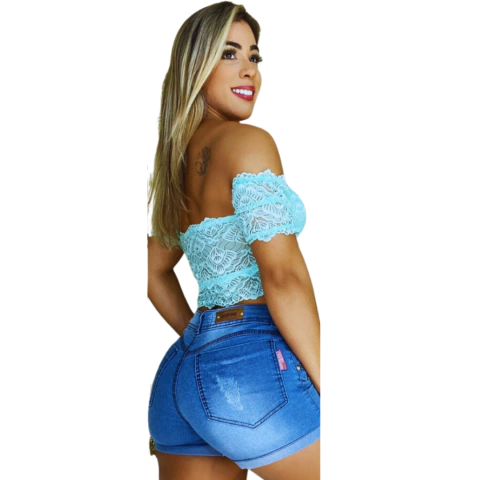 Short Feminino Jeans 4 Botoes Curto