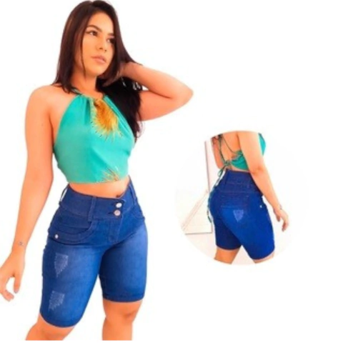 Short Jeans Feminino Cintura Alta Confianca Garantida