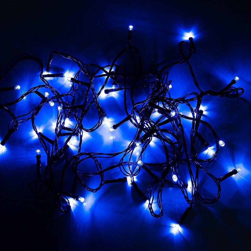Cordão Com 50 Lâmpadas De Led Formato Pequena Gota 5 Metros Fio Verde Escuro