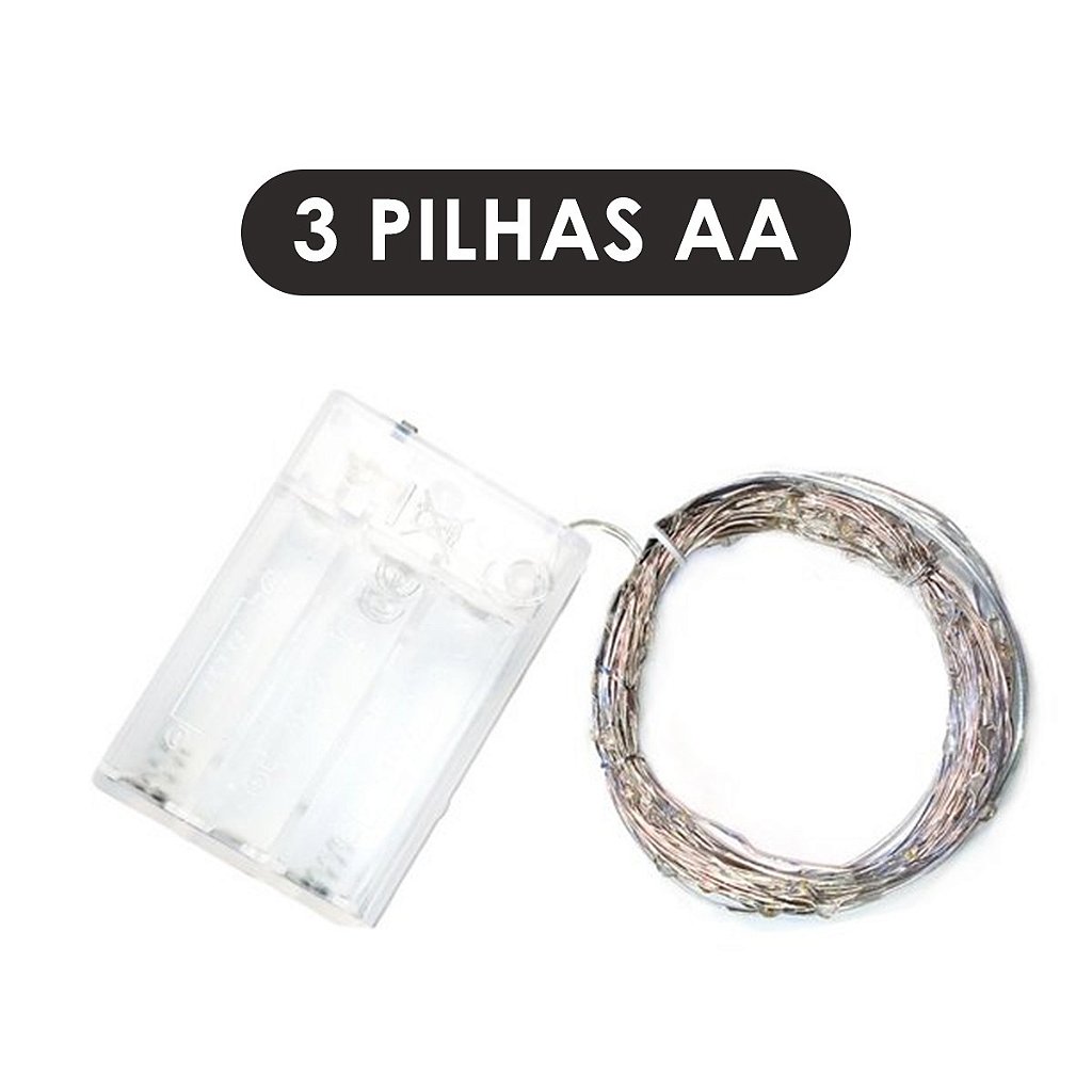 Pisca de LED Fio de Fada 100L 10 Metros a Pilha Natal