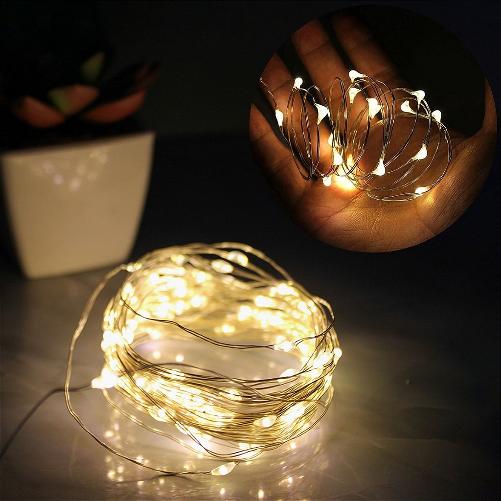 Pisca de LED Fio de Fada 100L 10 Metros a Pilha Natal