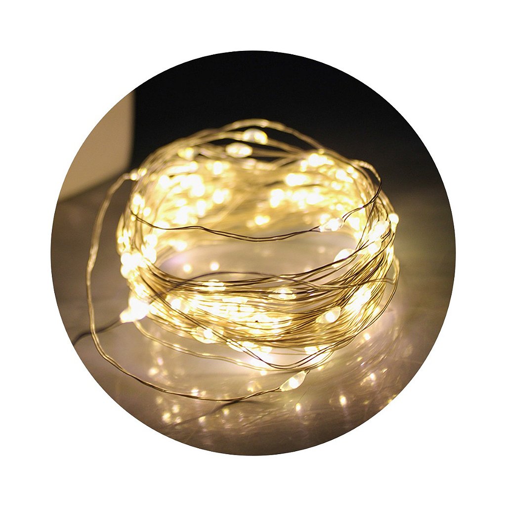 Pisca de LED Fio de Fada 100L 10 Metros a Pilha Natal