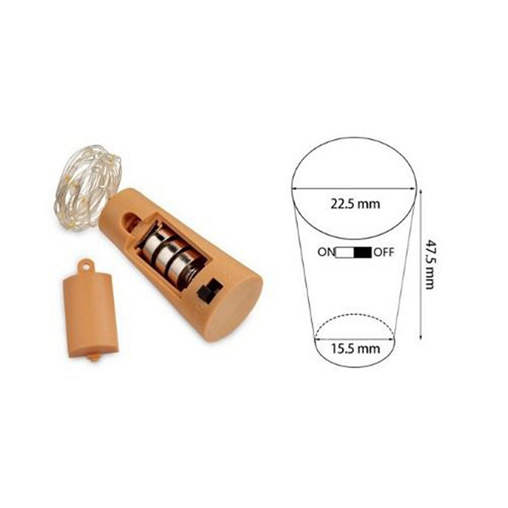 Pisca de LED Rolha P/ Garrafa Fio de Fada 20L 2 Metros Bateria