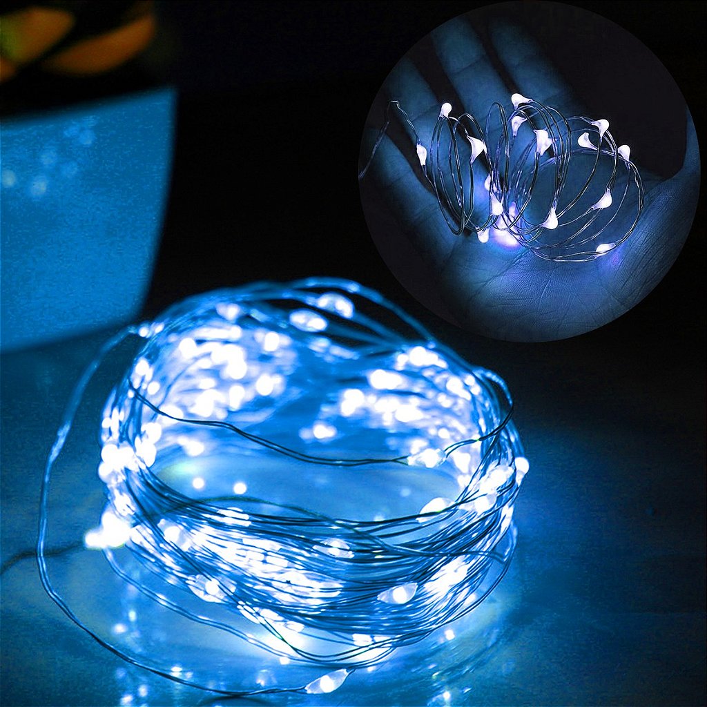 Pisca de LED Rolha P/ Garrafa Fio de Fada 20L 2 Metros Bateria
