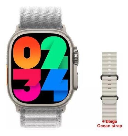 Smartwatch Hw9 Ultra Max Serie 9 Tela Amoled 49mm Bússola Pulseira Extra - Branco