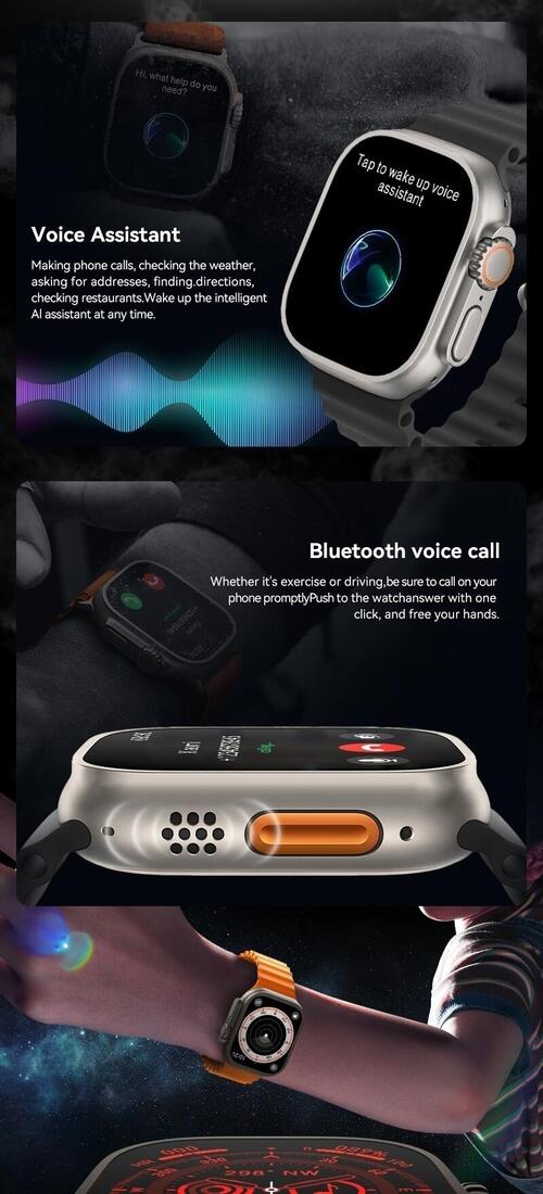 Smartwatch Hw9 Ultra Max Serie 9 Tela Amoled 49mm Bússola Pulseira Extra - Branco