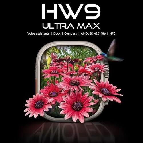 Smartwatch Hw9 Ultra Max Serie 9 Tela Amoled 49mm Bússola Pulseira Extra - Branco