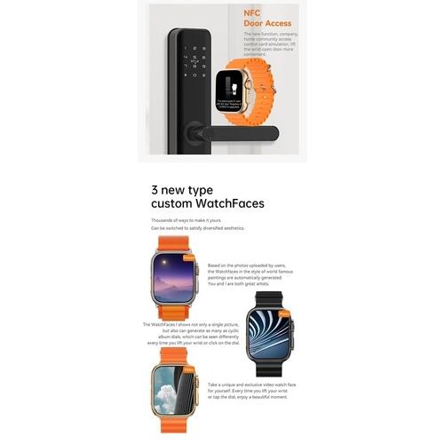 Smartwatch W69 Ultra Mini Com Pulseira Extra e Case Bússola NFC Temperatura Corporal Jogos - Prata