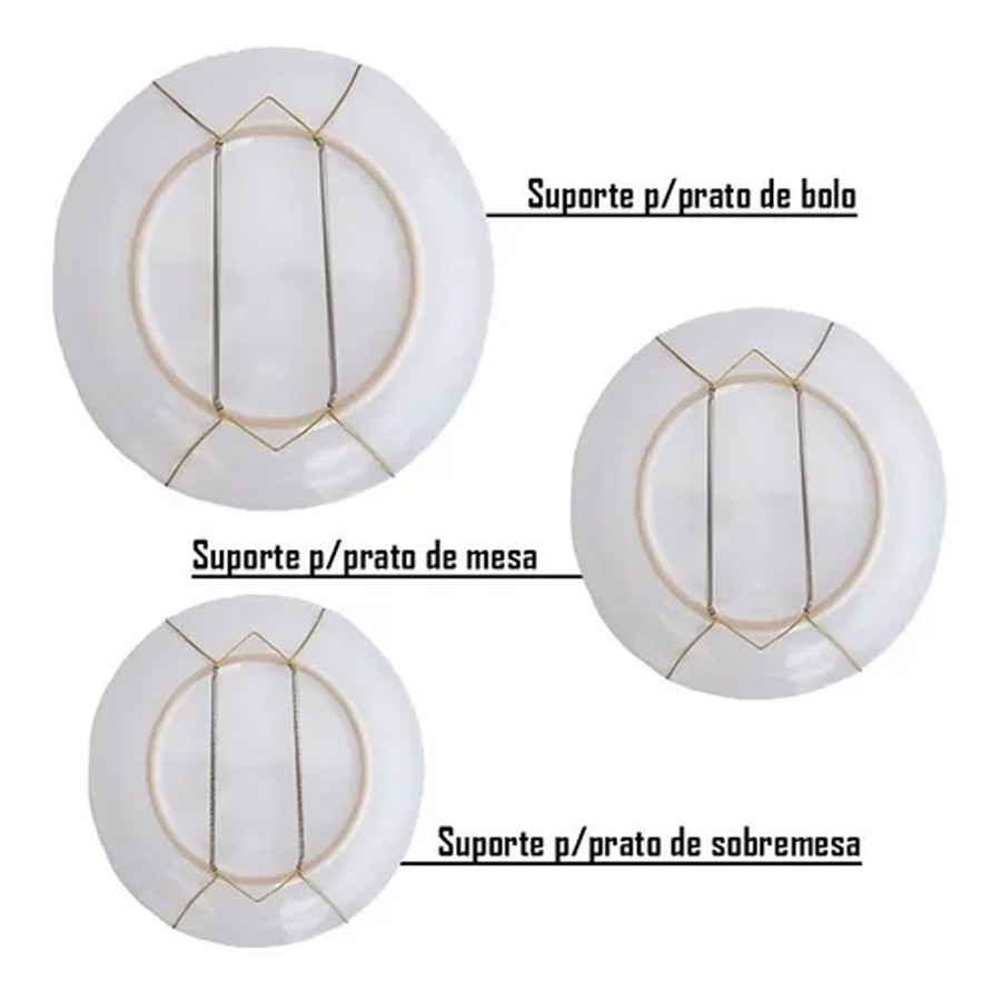 Suporte Gancho Mola Dourada Prato Decorativo Parede Pendura
