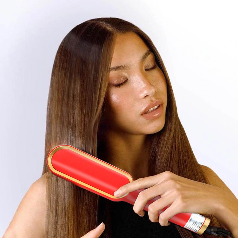 Prancha Escova Alisadora Com Pente Profissional Bivolt