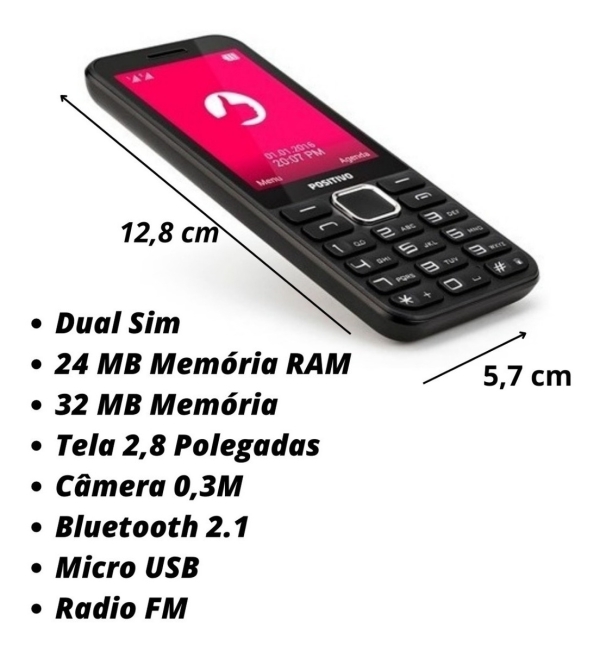 Celular Para Idoso Positivo P28 Dual Bluetooth Teclas Grande